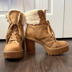 Express Faux Fur Trim Platform Boots